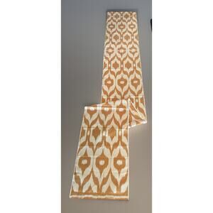 PURE UZBEK IKAT SHOI SILK FABRIC 16" x 116" Gold and Cream